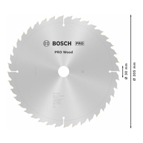 Bosch Lama per sega circolare Optiline Wood per troncatrici 305 x 30 x 2,5 mm 40