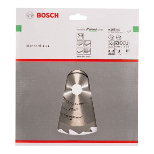 Bosch Lama circolare per sega Standard for Wood Speed 165x20/16x1,7mm