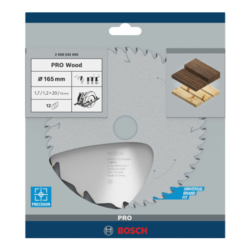 Bosch Lama circolare per sega Standard for Wood Speed 165x20/16x1,7mm