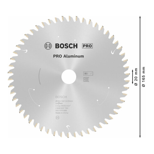 Bosch Lama per sega circolare Standard for Aluminium per seghe a batteria 165x1,8/1,3x20, 54 denti