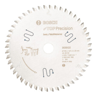 Bosch Lama circolare Top Precision Universal, per seghe a taglio trasversale, a gattuccio, per pannelli