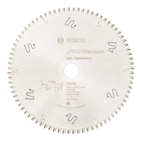 Bosch Lama per sega circolare Top Precision Best for Multi Material 254 x 30 x 2,3 mm 80