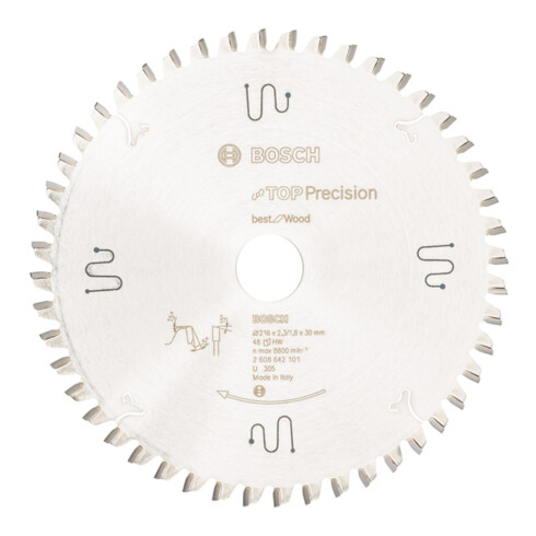 Bosch Lama circolare Top Precision Wood, per seghe a taglio trasversale, a gattuccio, per pannelli