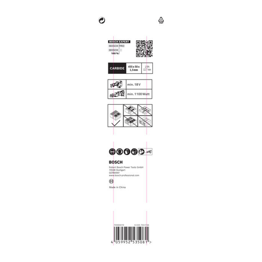 Bosch Lama per seghe frontali a gattuccio in HM Hollow Brick S 2243 EXPERT