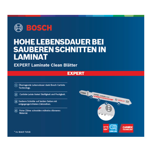 Bosch Lama per seghetto alternativo EXPERT Laminate Clean T128 BHM, 3pz.