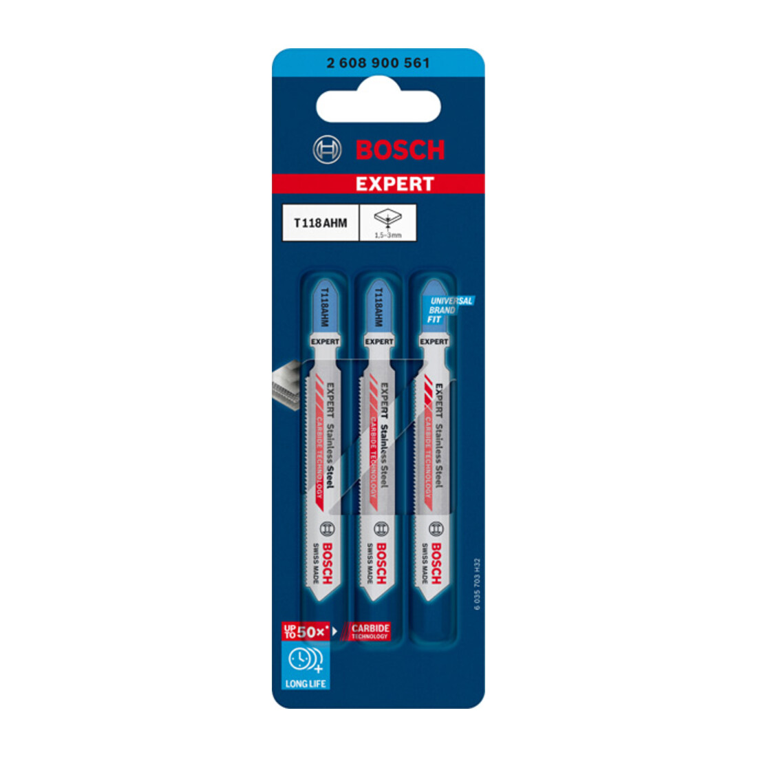 Lama per seghetto alternativo Bosch EXPERT Stainless Steel T 118 AHM 3pz.
