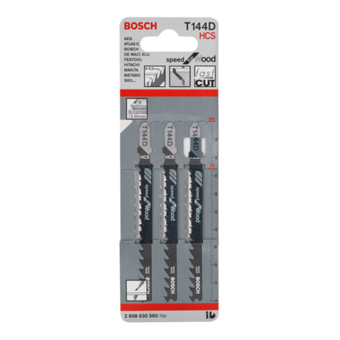 Lama per seghetto alternativo Bosch T 144 D, Speed for Wood