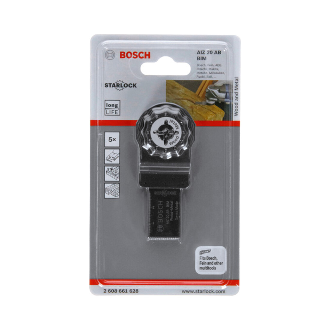 Bosch Lama per taglio a tuffo AIZ 20 AB Metal, BIM, 20x20mm