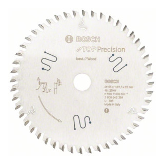 Lame de scie circulaire Bosch Best Holz Pour les scies circulaires à main et à coupe plongeante 20 mm 1,8 mm 165 mm