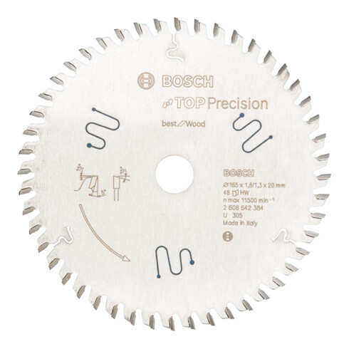 Lame de scie circulaire Bosch Best Holz Pour les scies circulaires à main et à coupe plongeante 20 mm 1,8 mm 165 mm