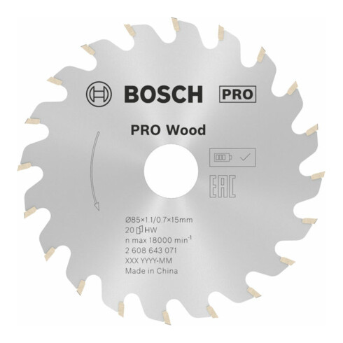 BOSCH Lame de scie circulaire bois, denture alternée,-⌀ lame D: 85 mm