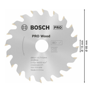 Lame de scie circulaire Bosch Optiline Wood, 216 x 30 x 2,6/1,6