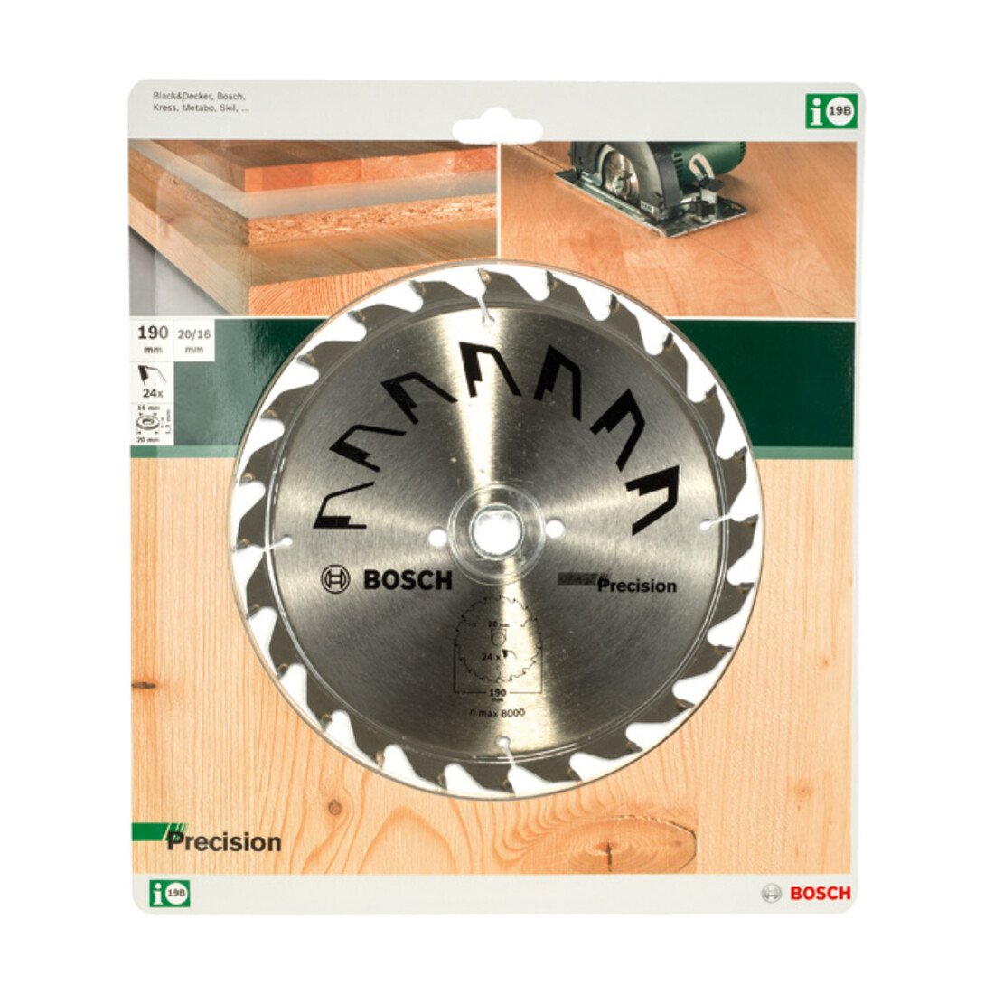 Bosch Lame de scie circulaire PRECISION D= 190 mm, Alésage= 20 mm, Z= 24
