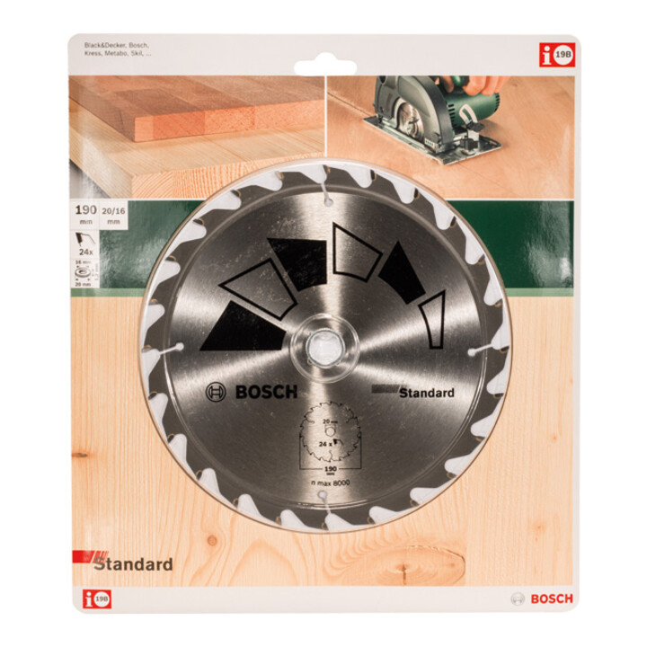 Bosch Lame de scie circulaire STANDARD D= 190 mm, Alésage= 20 mm, Z= 24
