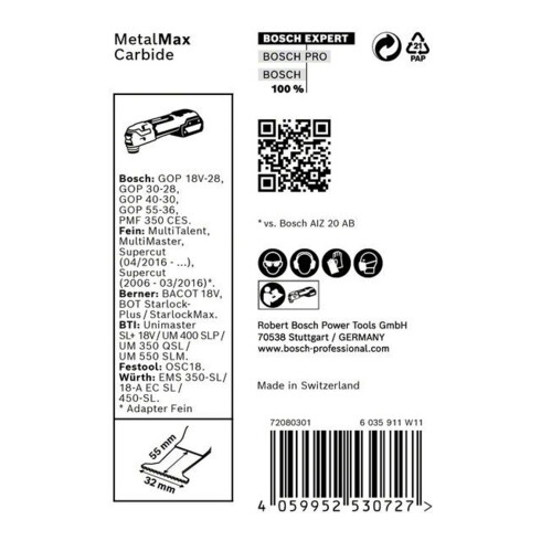 Bosch Lame de scie plongeante EXPERT PAIZ 32 AIT VE 10 pièces StarlockPlus
