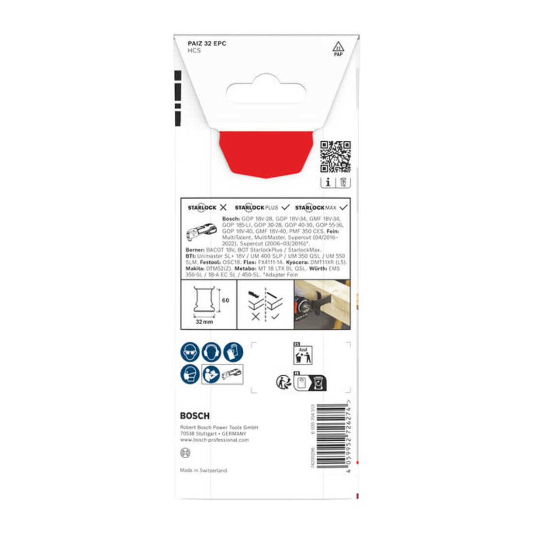 Bosch Lame de scie plongeante PAIZ 32 EPC bois, Starlock, 32 x 60 mm