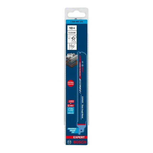 Bosch Lame de scie sabre EXPERT S 1155 CHC VE x 10 pièces Thick Tough Metal