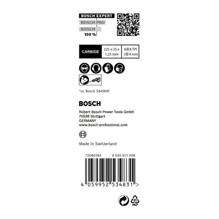 Bosch Lame de scie sabre EXPERT S 1156 XHM, lot de 10, Multi-matériaux