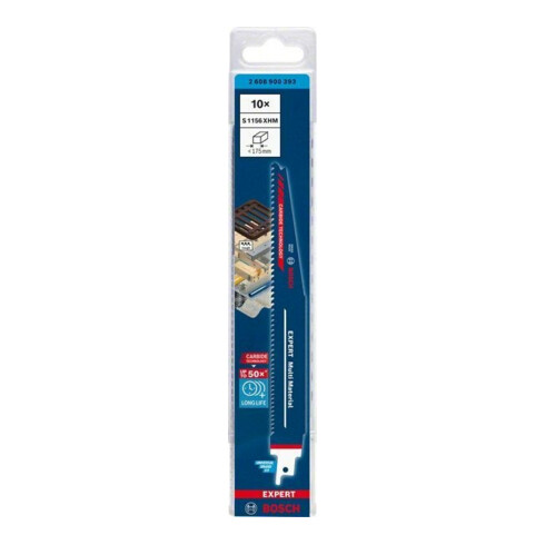 Bosch Lame de scie sabre EXPERT S 1156 XHM, lot de 10, Multi-matériaux