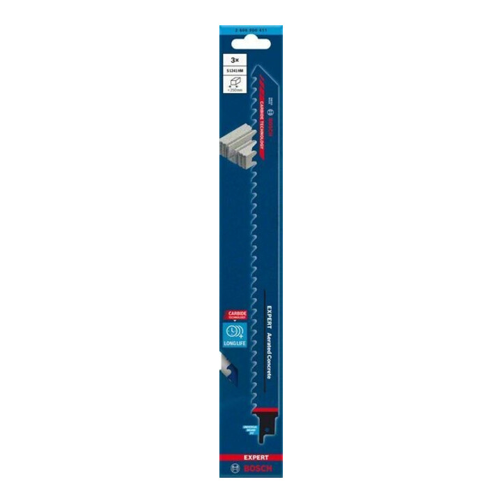 Bosch Lame de scie sabre EXPERT S 1241 HM VE 3 pcs Béton cellulaire