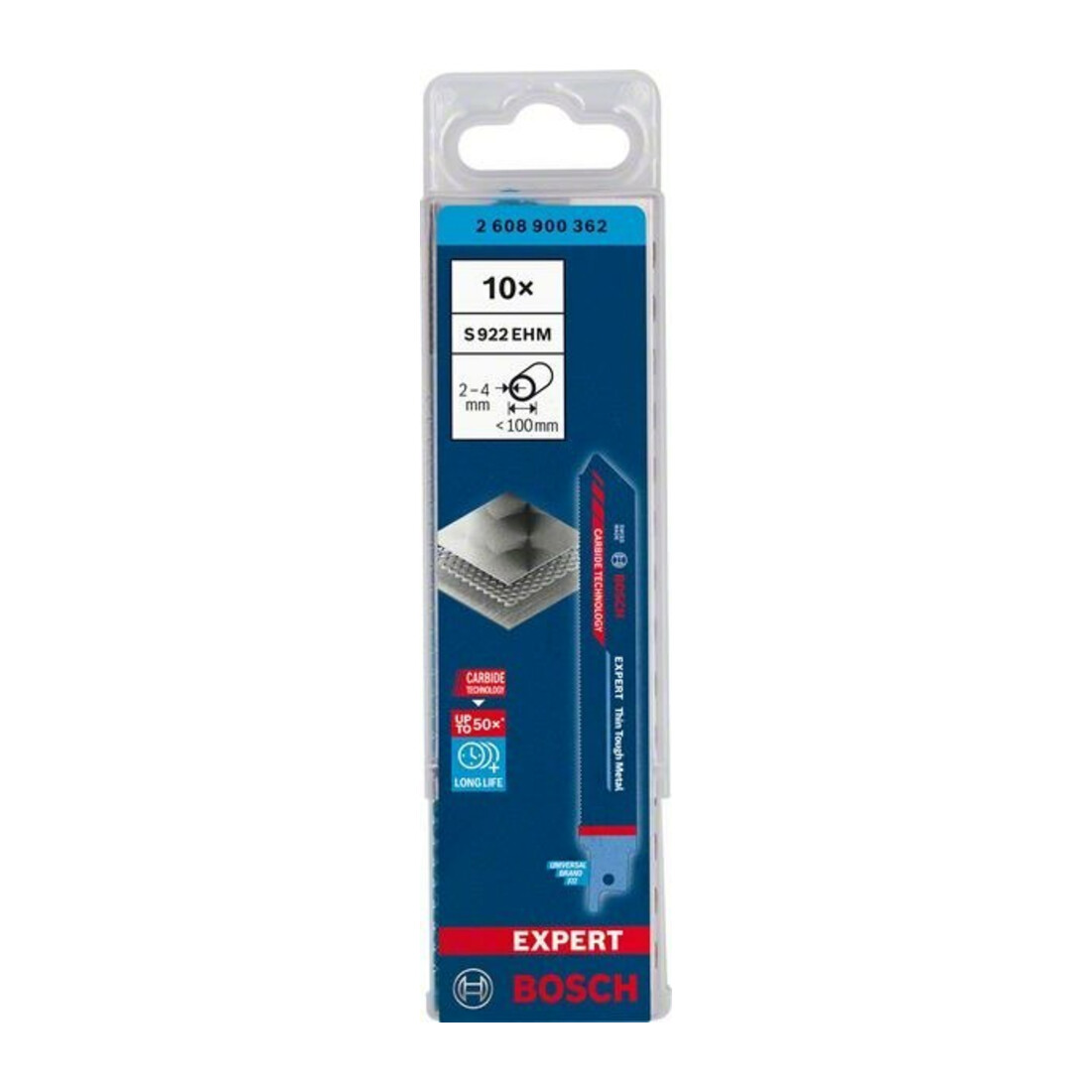 Bosch Lame de scie sabre EXPERT S 922 EHM VE de 10 pièces Thin Tough Metal
