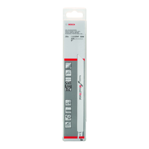 Bosch Lame de scie sabre S 1122 VF VE 25 pcs flexible pour bois et métal