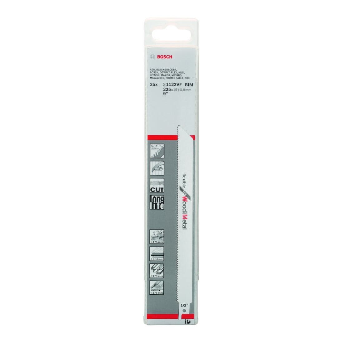 Bosch Lame de scie sabre S 1122 VF VE 25 pcs flexible pour bois et métal