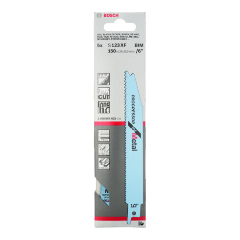 Bosch Lame de scie sabre S 123 XF VE x 5 Progressor pour métal