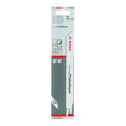 Bosch Lame de scie sabre S 725 VFR VE, 5 pièces, spéciale réparation de palettes
