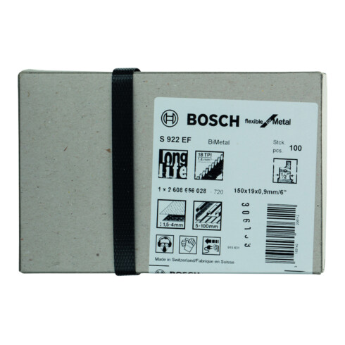 Bosch Lame de scie sabre S 922 EF VE 100 pièces Flexible pour métal