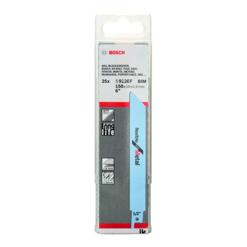 Bosch Lame de scie sabre S 922 EF VE 25 pcs Flexible pour métal