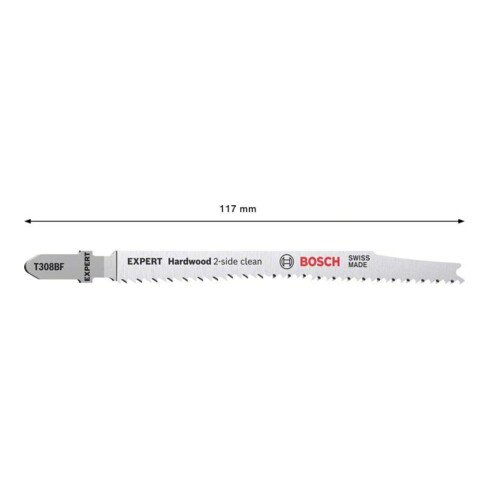 Bosch Lame de scie sauteuse EXPERT T 308 BF VE 25 pcs Bois dur, coupe propre des 2 côtés