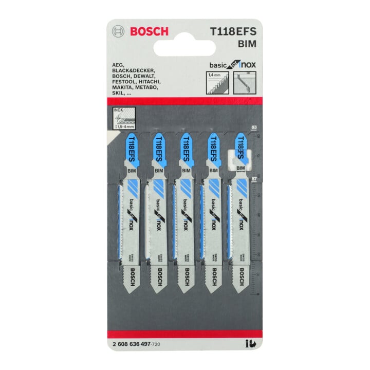Bosch Lame de scie sauteuse T 118 EFS VE 5 pcs Basic pour acier inoxydable