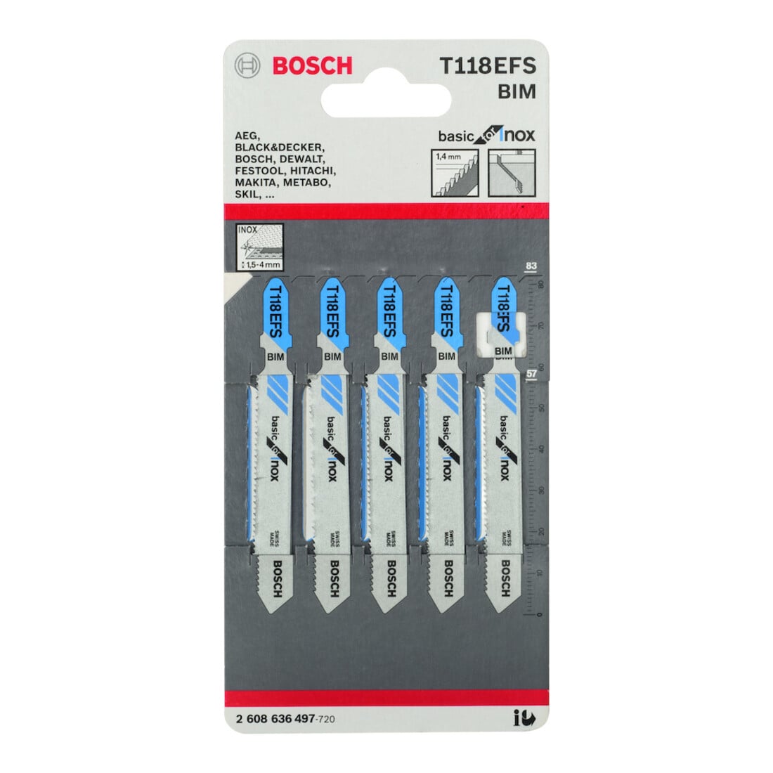 Bosch Lame de scie sauteuse T 118 EFS VE 5 pcs Basic pour acier inoxydable
