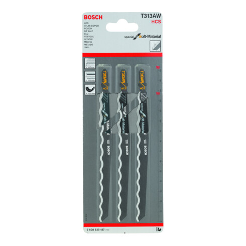 Bosch Lame de scie sauteuse T313 AW VE 3 pièces Spécial pour matériaux tendres