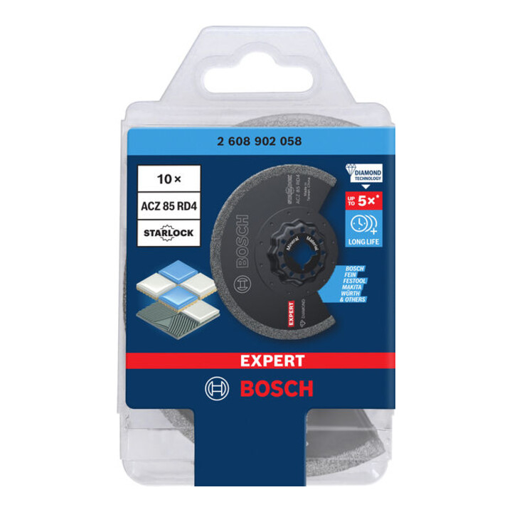 Bosch Lame segment EXPERT ACZ 85 RD4 pour jointoiement, 85 mm, 10 pièces