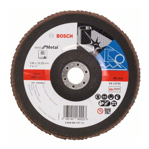 Bosch lamellenschijf X571, Best for Metal, gehoekt, 180 x 22,23 mm, 40, glas
