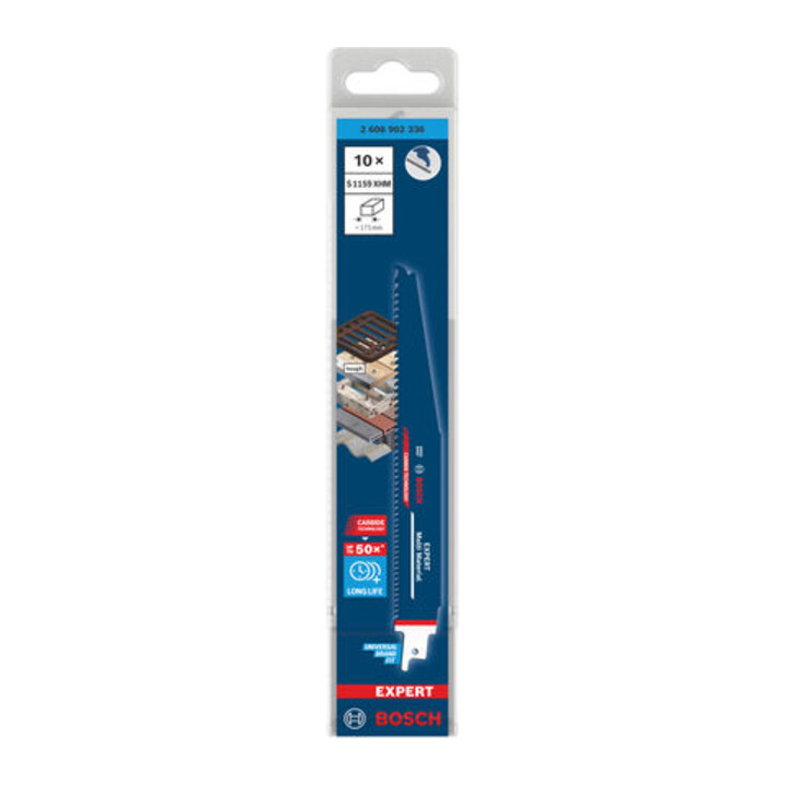 Bosch Lames de scie sabre EXPERT Multi Material S1159XHM, 10 pièces