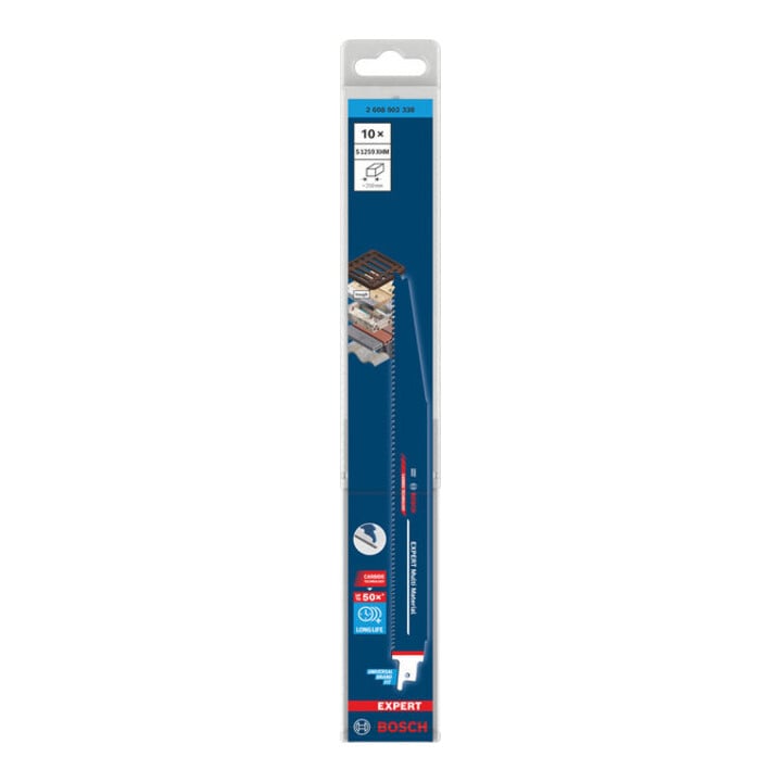 Bosch Lames de scie sabre EXPERT Multi Material S1259XHM, 10 pièces