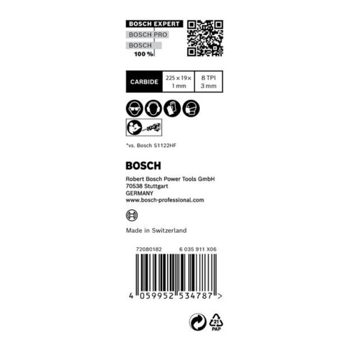 Bosch Lames de scie sabre EXPERT S 1122 CHM VE 10 pcs Hard Nail Pallets