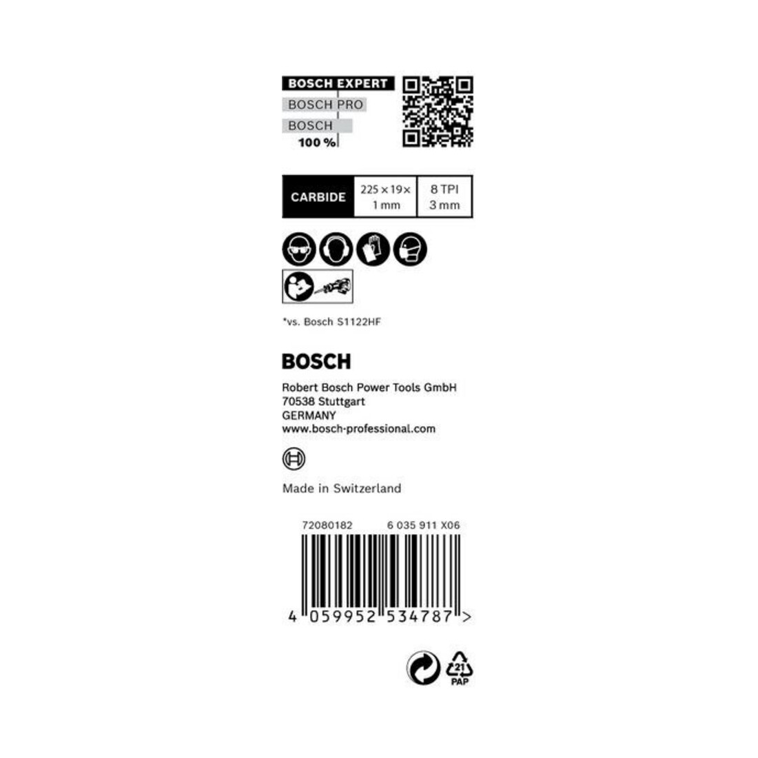 Bosch Lames de scie sabre EXPERT S 1122 CHM VE 10 pcs Hard Nail Pallets