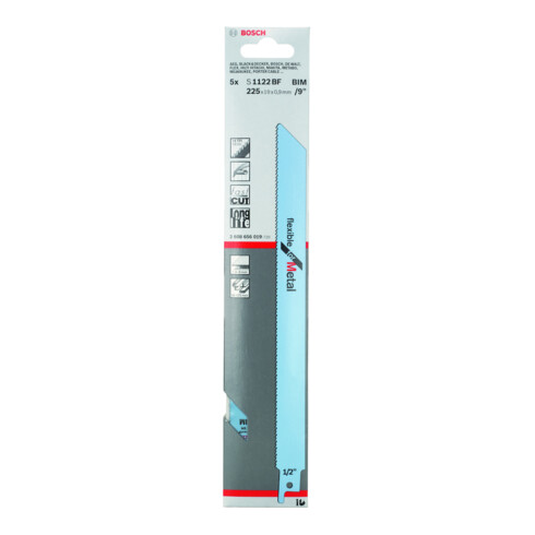 Bosch Lames de scie sabre S 1122 BF VE, lot de 5, flexibles pour métal