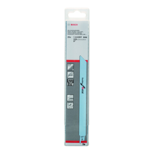Bosch Lames de scie sabre S 1122 EF VE 25 pcs Flexibles pour métal