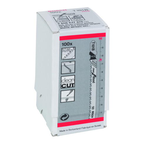 Bosch Lames de scie sauteuse T 101 B, paquet de 100 pièces