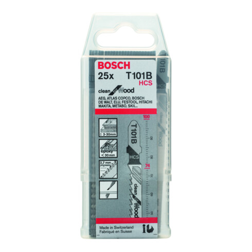 Bosch Lames de scie sauteuse T 101 B VE x 25 Clean for Wood