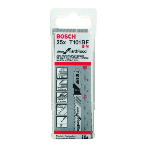 Bosch Lames de scie sauteuse T 101 BF VE x 25 Clean pour bois dur