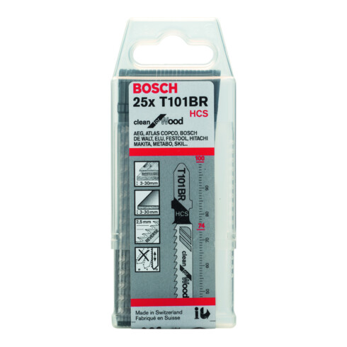 Bosch Lames de scie sauteuse T 101 BR VE 25 pcs Clean for Wood