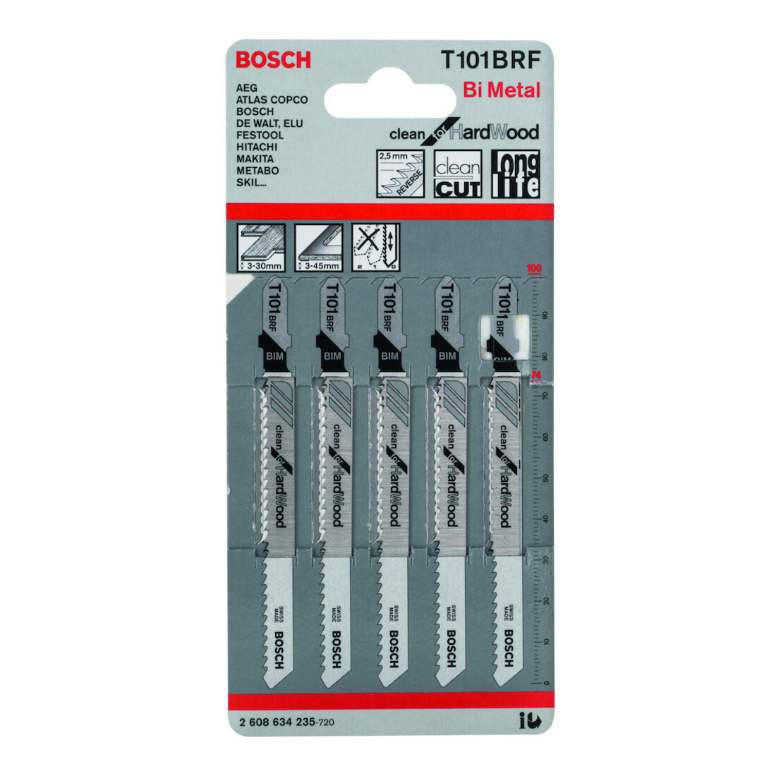 Bosch Lames de scie sauteuse T 101 BRF VE 5 pcs Clean pour bois dur