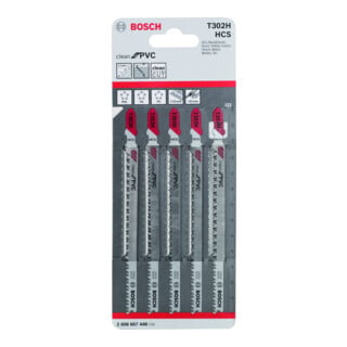 Bosch Lames de scie sauteuse T 302 H, lot de 5, Clean pour PVC