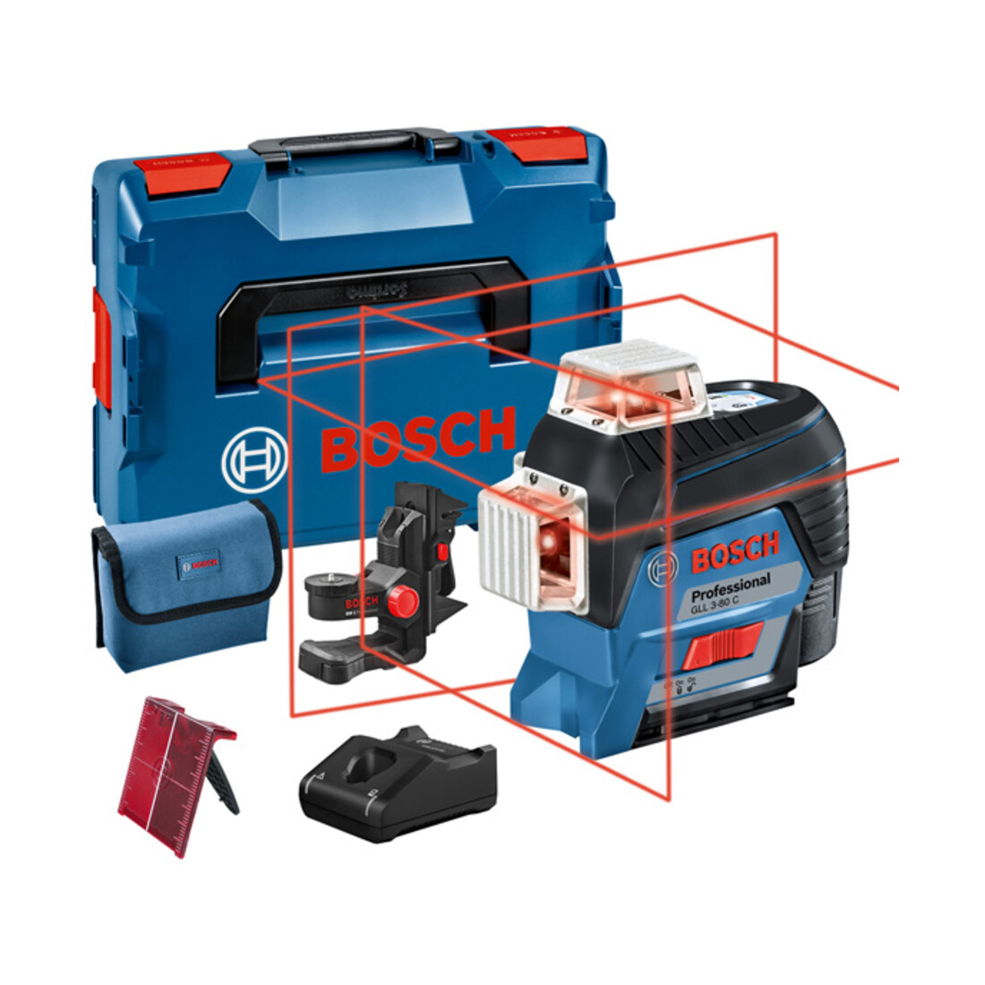 Bosch Laser a linee GLL 3-80 C con 1 batteria agli ioni di litio da 2,0Ah, supporto BM 1 L-BOXX